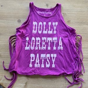 Rowdy Sprout girls fringe tank top. Women of country